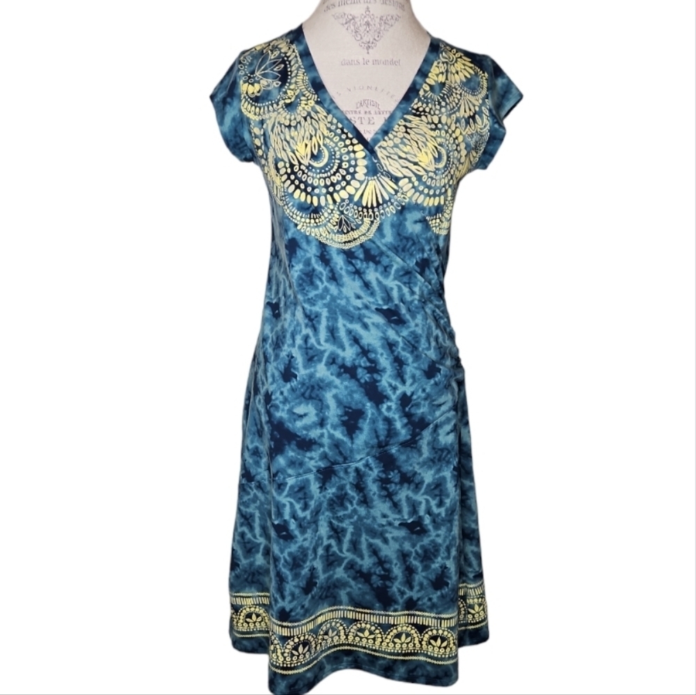 Athleta Nectar Tattoo Tie Dye Faux Wrap Dress Size XS-S
